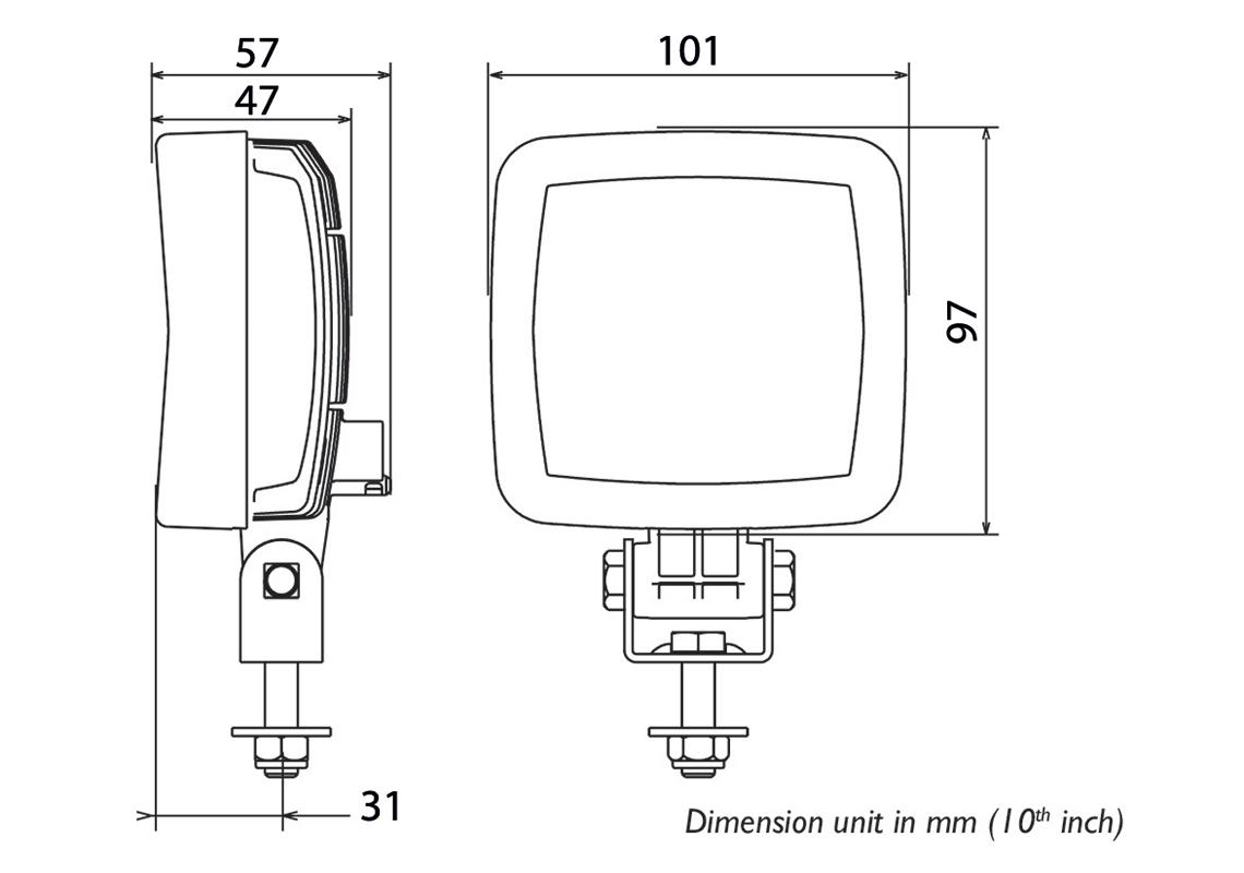 LED R23 reverse homologated work light 1000 Lumen